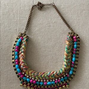 Colorful Boho Braided Rope Statement Necklace
